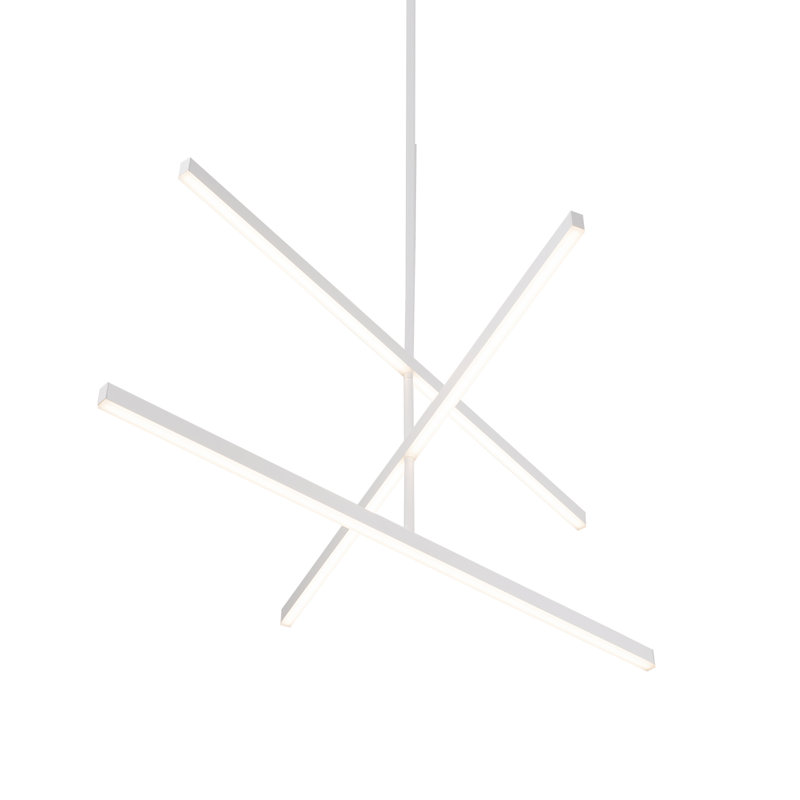 Luminaire suspendu linéaire moderne à 3 lumières pour îlot de cuisine Vega, Blanc, H 16,5 po x l 45 po x P 45 po