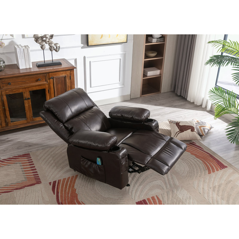 Fauteuil inclinable en cuir Gerede, Similicuir noir