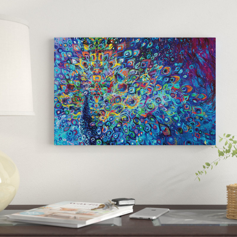 «Blue Avian» par Iris Scott - impression sur toile tendue, H 8 po x l 12 po x p 0,75 po, Toile tendue, Pas de tapis