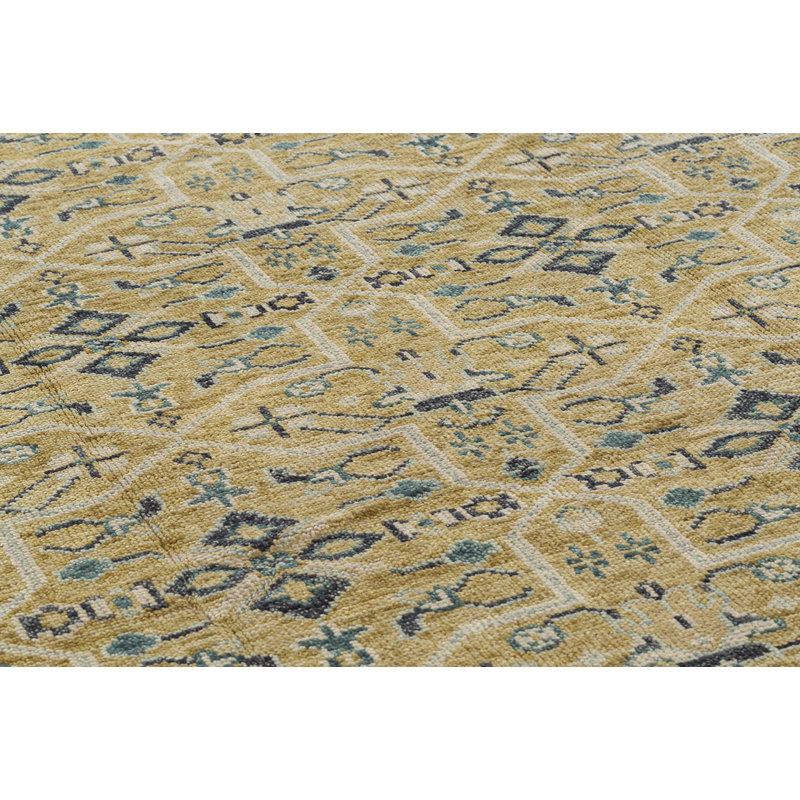 Rock My Classics Wool Oriental Area Rug in Beige/Yellow, Rectangle 3' x 5'