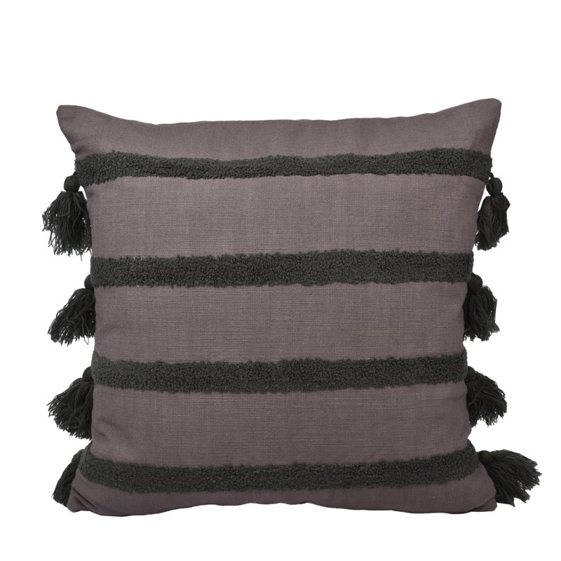 Housse de coussin 100% coton, Brun / vert