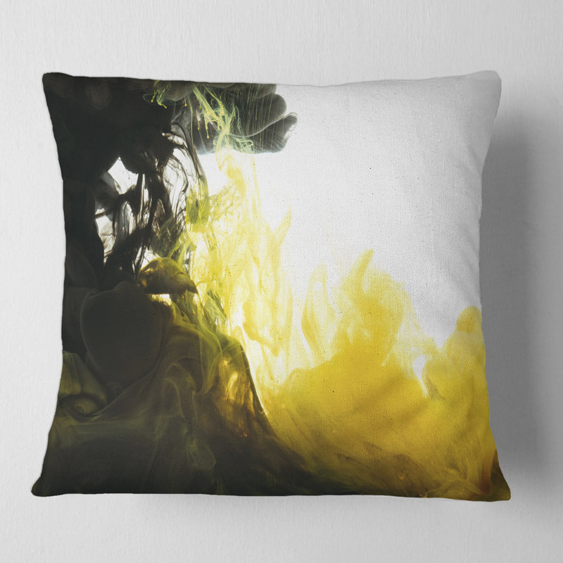 Abstract Of Black Meeting Yellow Abstract Pillow, 18" x 18"
