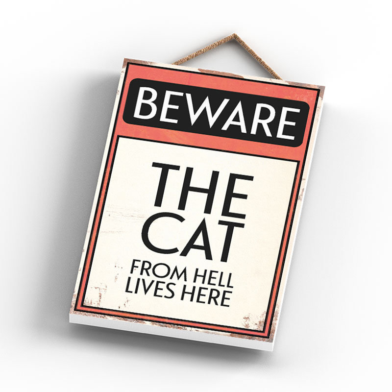 Beware The Cat From Hell - Print on MDF