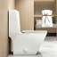 Toilette allongée une pièce Yingze, hauteur de chaise conforme à l'ADA de 17 po, double chasse d'eau de 1,1 / 1,6 GPF, siège à fermeture douce et silencieuse, porcelaine à jupe sans couture, blanc-91358195