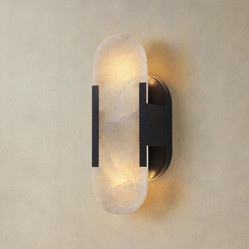 13.8" Dimmable Modern Wall Mounted Sconce With Alabaster Shade Bathroom Sconces Wall Lighting For Living Room, Bedroom, Hallway