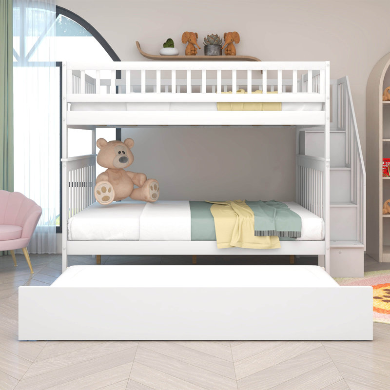 Datril Kids Full Over Full Bunk Bed with Trundle, White