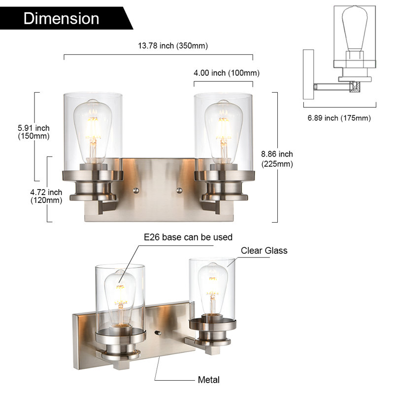 Éclairage pour meuble-lavabo à 2 lumières Marhill