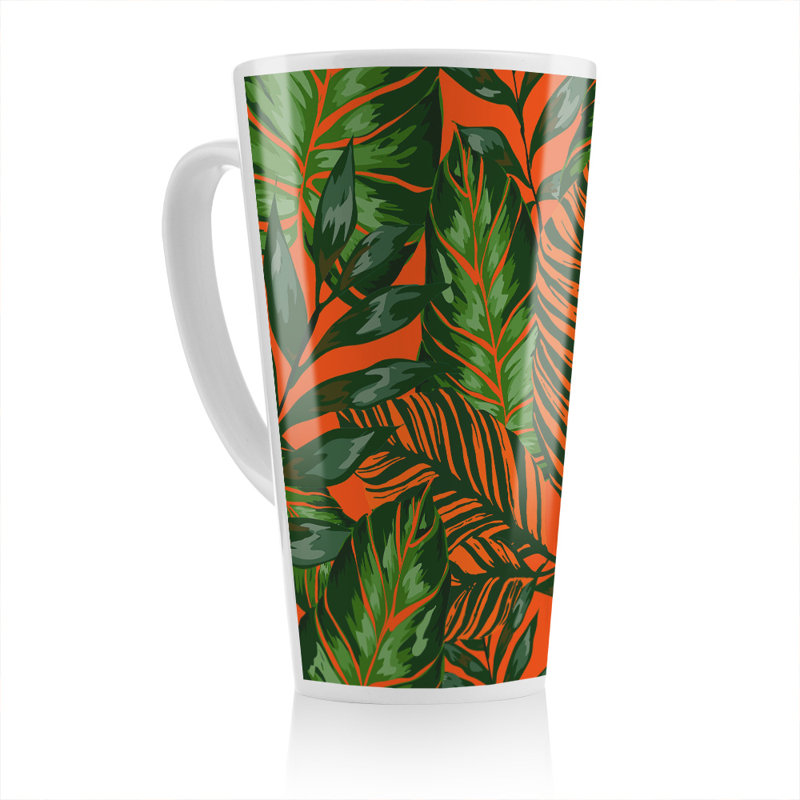 Tropical Leaves On Latte Mug