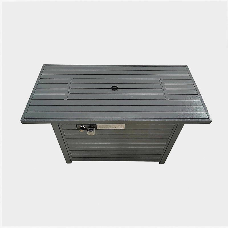 Covered Propane Outdoor Fire Pit Table, Dark Cyan