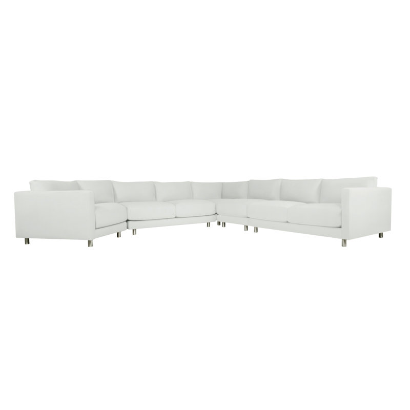 Avanni Patio Sectional with Sunbrella Cushions, Silver, White Vinyl 6503-000