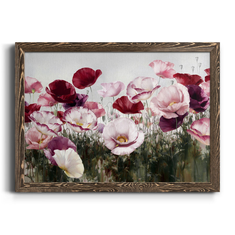 Toile encadrée de qualité supérieure Royal Poppy Field - prête à être accrochée, H 20 po x l 17 po x P 1,5 po, Noyer
