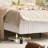 Full Size Beige Teddy Fabric Upholstered Platform Bed Frame with Height-Adjustable Headboard, Noise-Free Storage Design, No Box Spring Needed-726183385-726183386