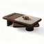 Table basse brune en fritté brun + bois massif