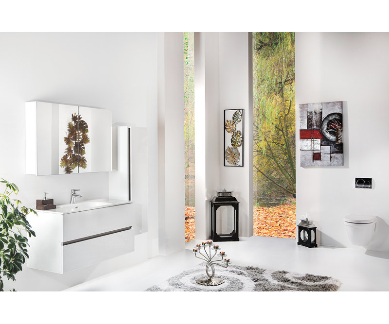 32 coiffeuse simple avec comptoir, Blanc brillant