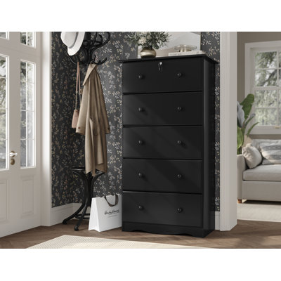 Gallashaw 100% Solid Wood 5-Jumbo Drawer Chest with Lock