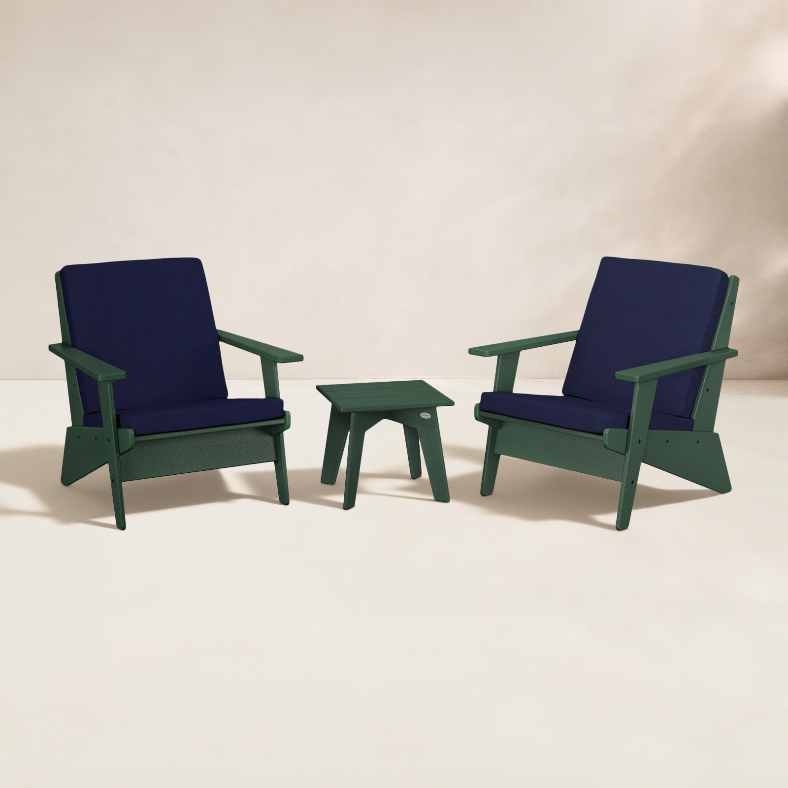 POLYWOOD® Riviera 2-Person Patio Seating Group, Navy, Green