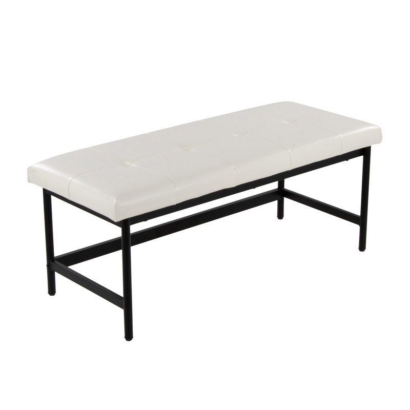 Brieon Faux Leather Bench, White