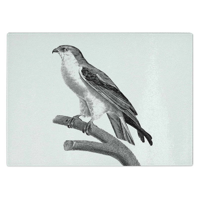 Tempered Glass Black-Winged Kite Bird Chopping Board, 28.5 cm W x 20 cm L