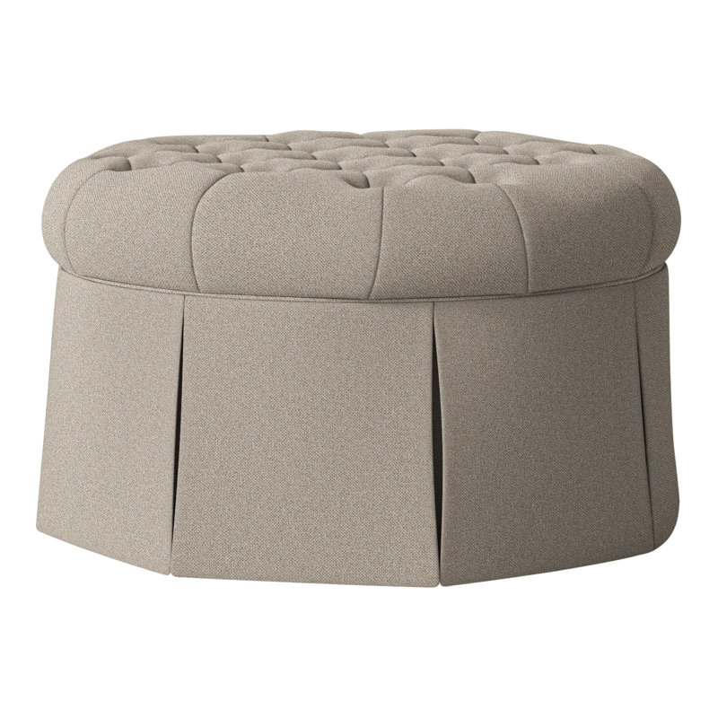 Repose-pieds cocktail capitonné rond 35 po Alma, 9508 sable polypropylène / oléfine