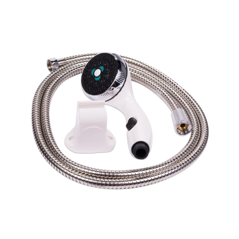 Temperature Controlled Portable Steel Hanging Shower Outdoor Shower with Detachable Shower Head and Footwash Spout