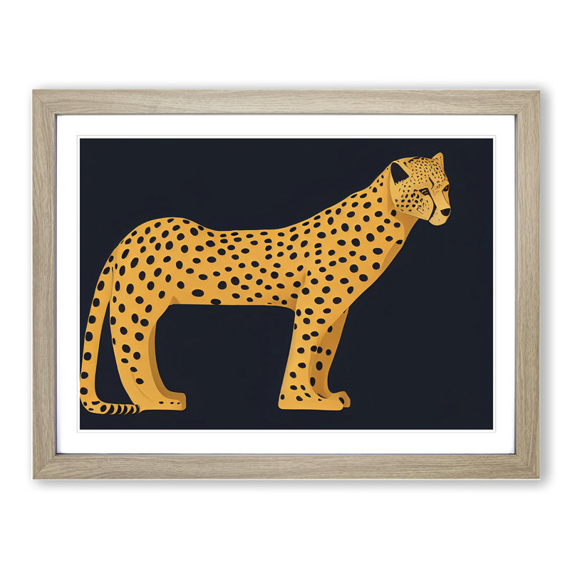 Beauteous Cheetah - Single Picture Frame Print, Oak, 46cm H x 64cm W x 2cm D
