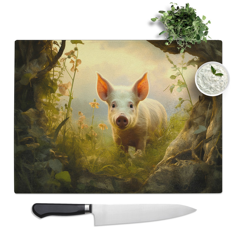 Pig Photograph 8K  Glass Chopping Board