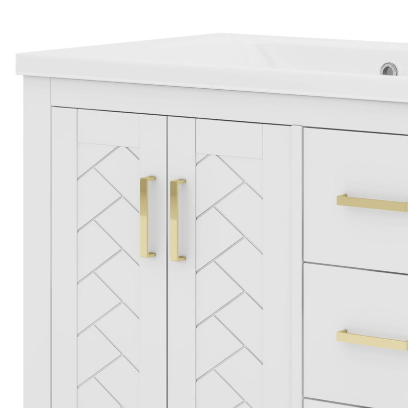 Ensemble de meuble-lavabo autoportant 36 po avec 2 portes et 3 tiroirs 36 po, Blanc, H 33,7 po x l 18,3 po x P 36 po
