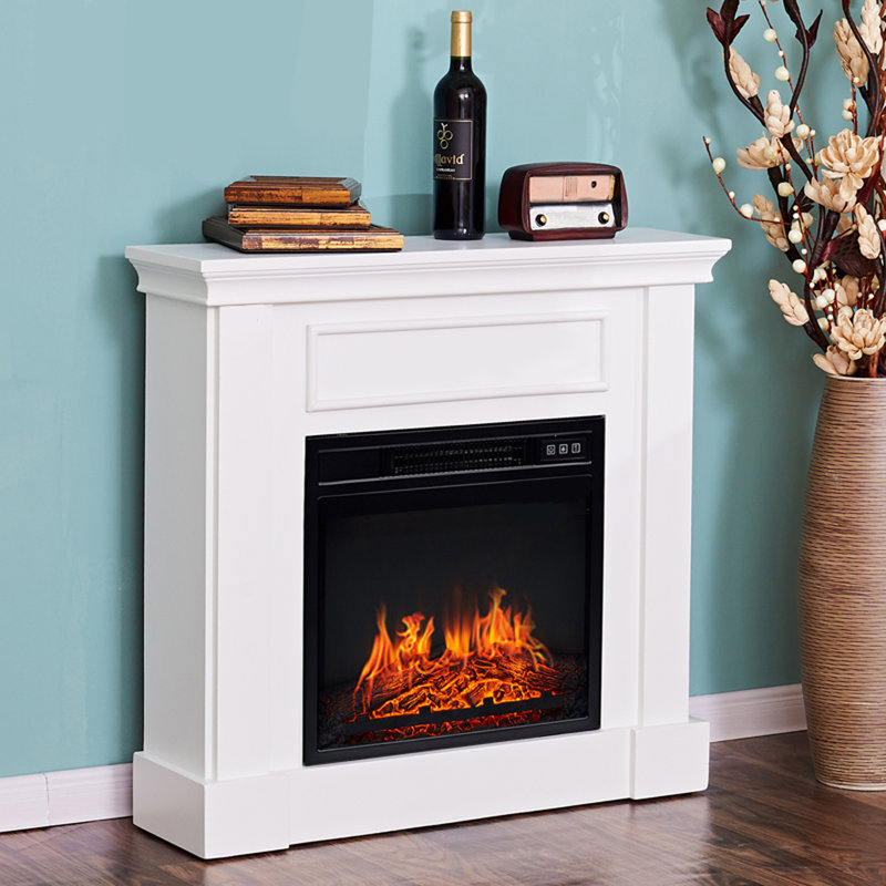 Simulated flame electric heating fireplace core for home and homestay use, White