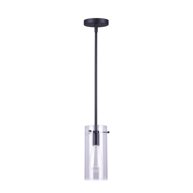 Luminaire suspendu cylindrique à 1 lumière Omak, Noir