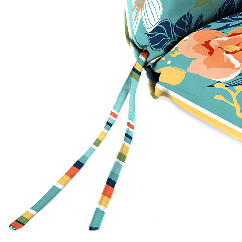 22" x 44" Outdoor Chair Cushion with Ties and Loop, Mamba Pelican Floral