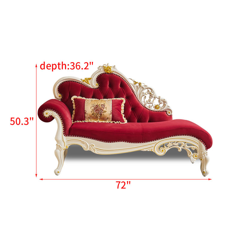 Chaise longue rembourrée en bois massif de style européen