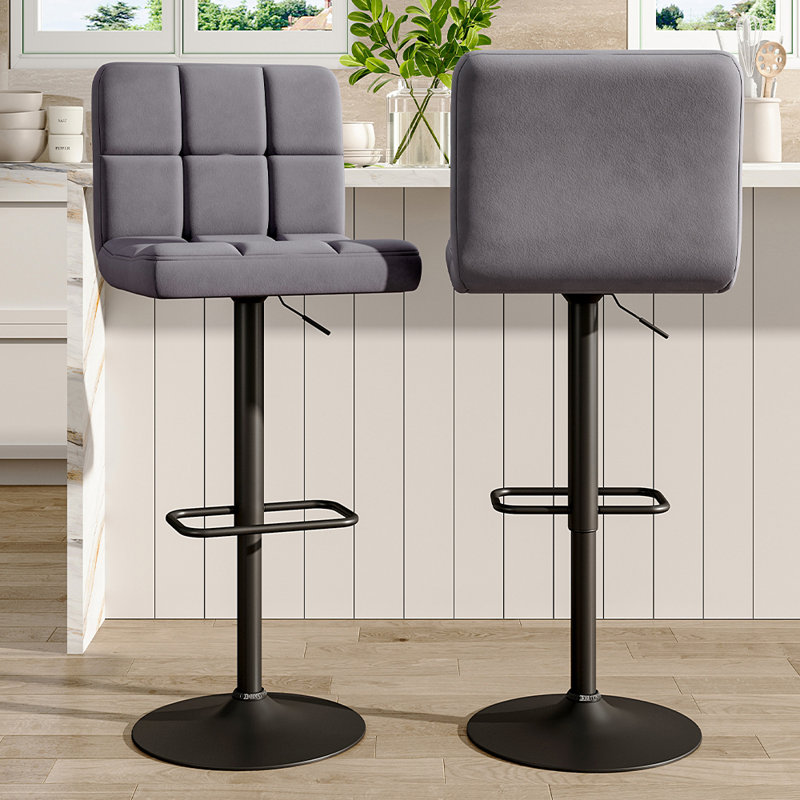 Upholstered Counter Stool with Solid Wood Frame