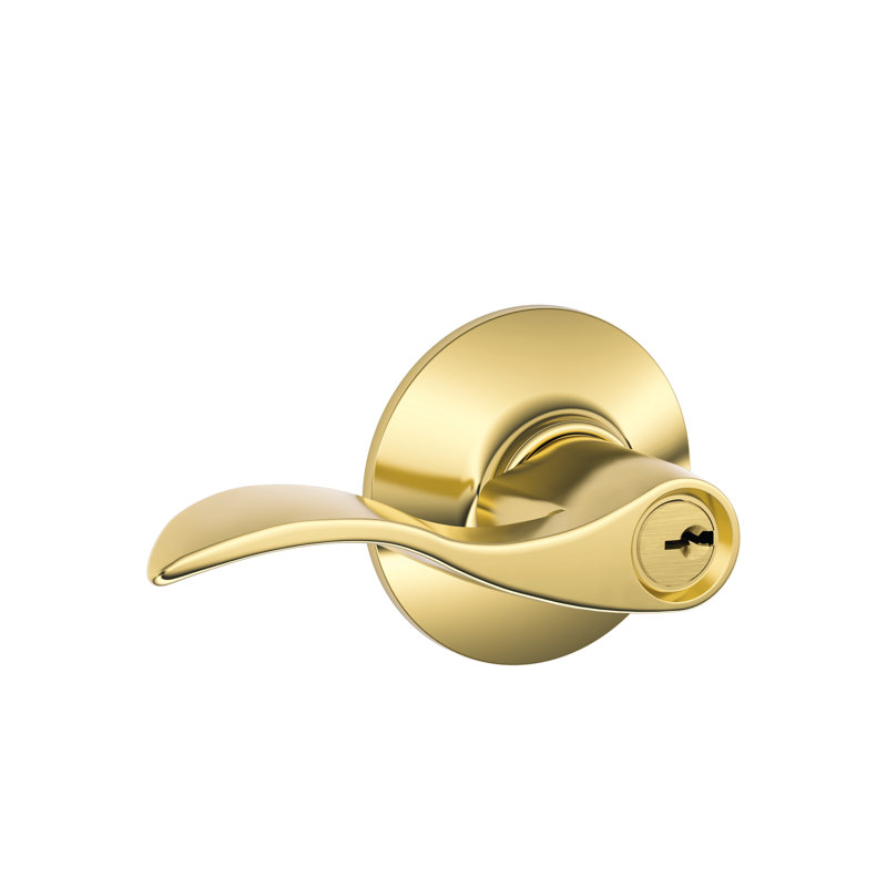 Accent Lever Single Cylinder Keyed Entry Storeroom Lock, Lifetime Brass, Left Hand