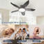 Ventilateur de plafond réversible à DEL à 5 pales de 42 po avec lumière et télécommande Damekia-2023467378