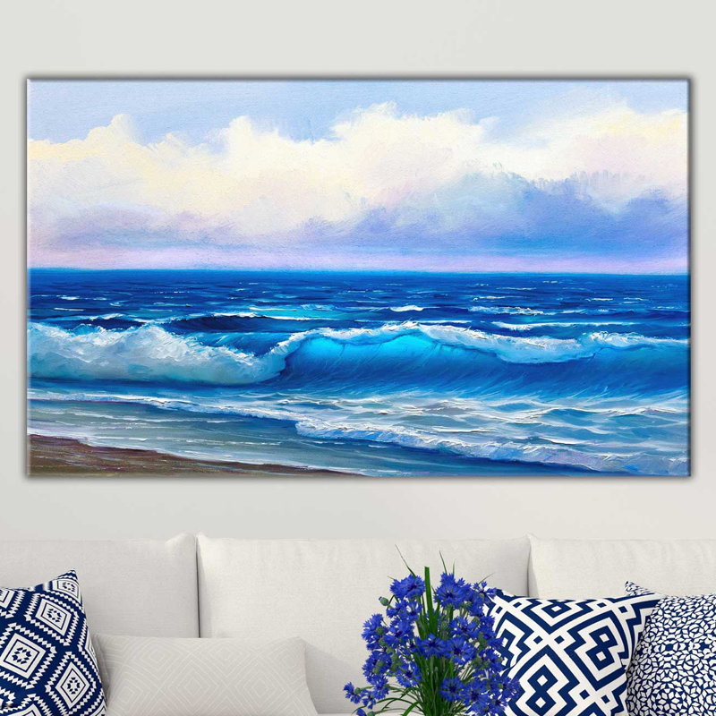 " Painted Blue Waves ", 18" H x 30" W x 1" D