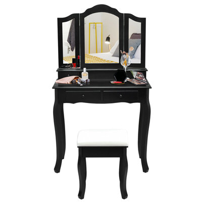 Ensemble coiffeuse avec tabouret et miroir Sindelar