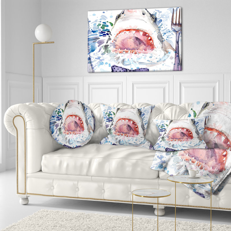 Coussin affamé - requin affamé, Rectangulaire, 12 po x 20 po