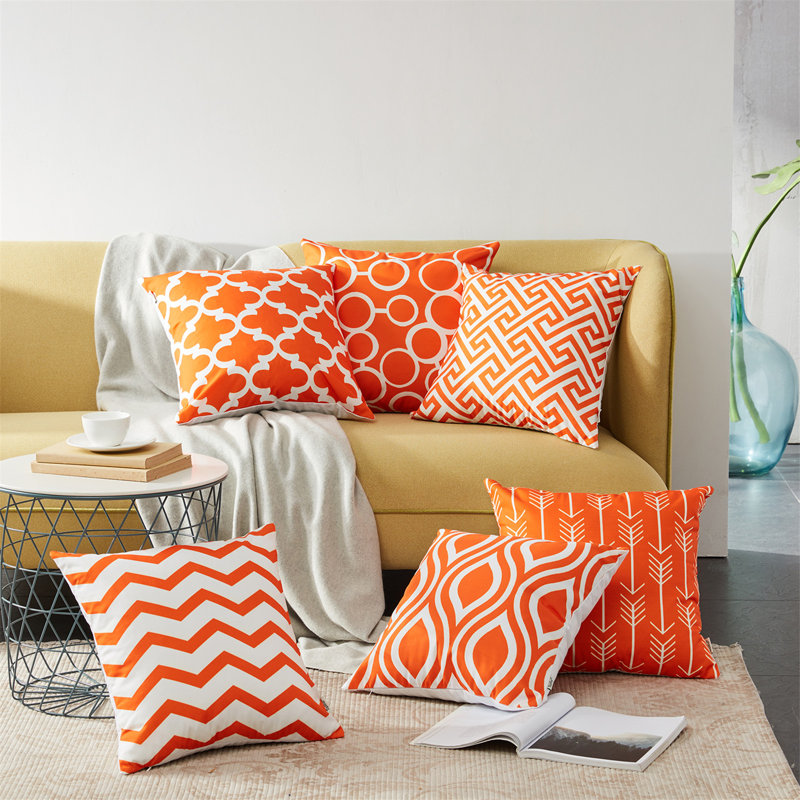 Printing Outdoor Square Pillow Cover, 18"L x 18"W, Orange