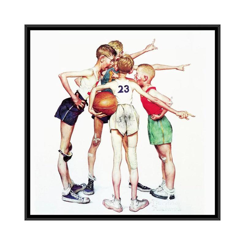 «Four Sporting Boy: Basketball», impression sur toile tendue, H 26 po x l 26 po x P 1,5 po, Toile avec cadre noir