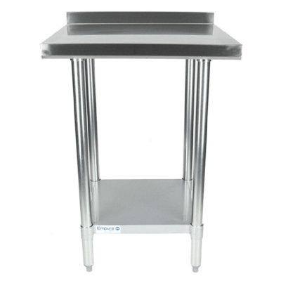 Table de travail en acier inoxydable EMPURA 24 po x 24 po | Poste de travail utilitaire commercial pour garage à lessive | Capacité de 400 lb, pattes sous la tablette galvanisées, dosseret de 2 po, l 24 po x P 24 po x H 35 po, calibre 18, NSF