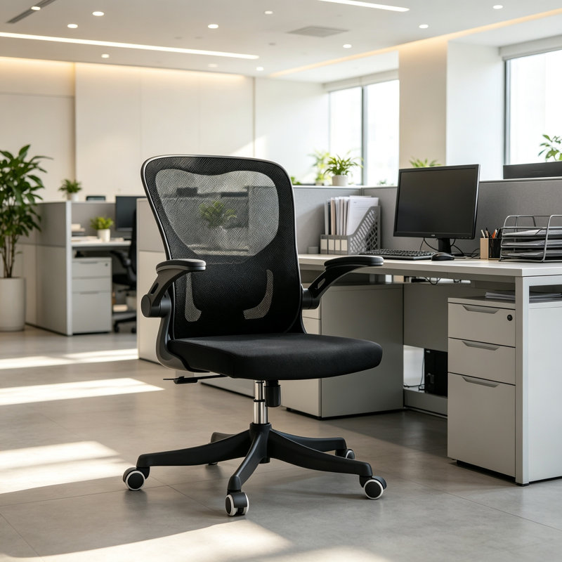 Fauteuil de jeu d'ordinateur, chaises de bureau ergonomiques à dossier moyen avec roulettes, accoudoirs rabattables, hauteur réglable