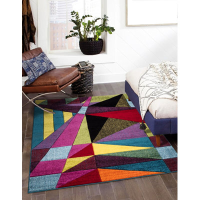 Rectangle Geometric and Moroccan Berber Area Rug
