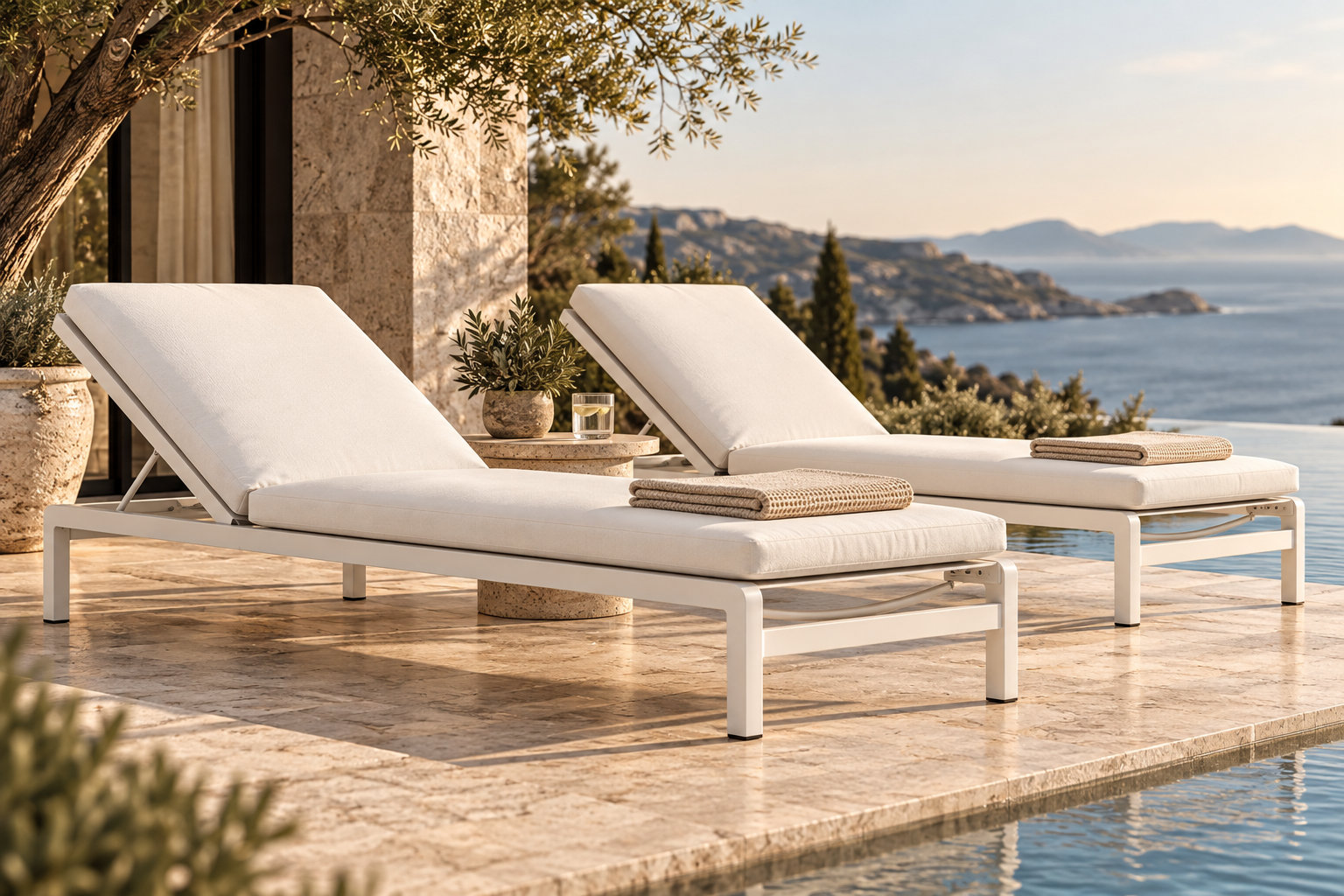 Hermon 31 " Patio Chaise Lounge Set, White