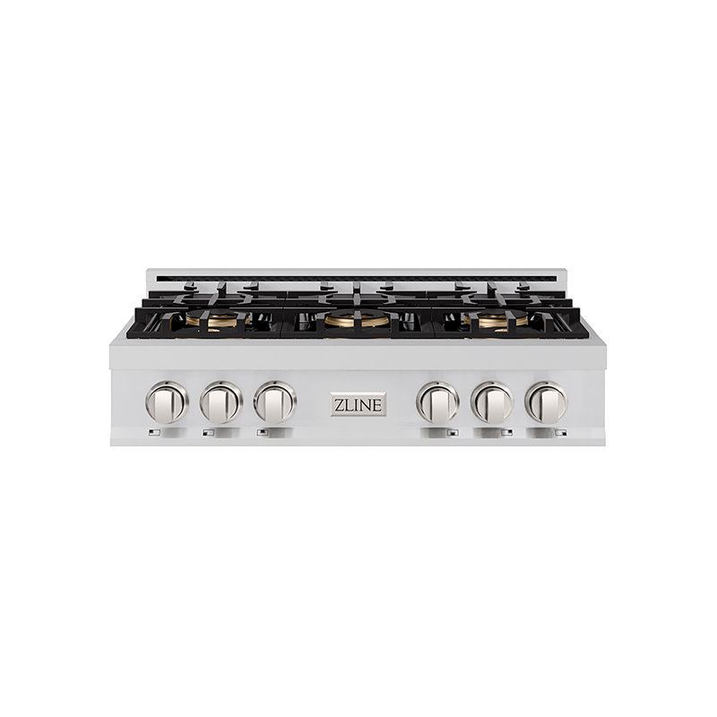 ZLINE Autograph 36 in. Stainless Steel Classic Rangetop with 6 DuoPro Burners and Gold Accents, Stainless Steel