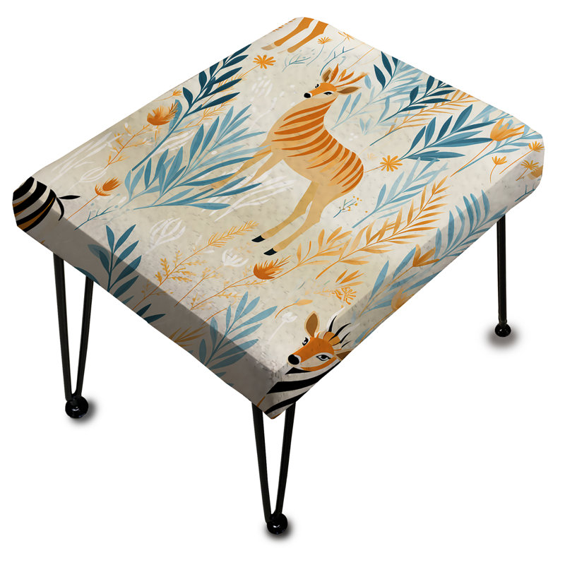 Motif zébré bleu clair et orange pour enfants - Repose-pieds rectangulaire imprimé animal