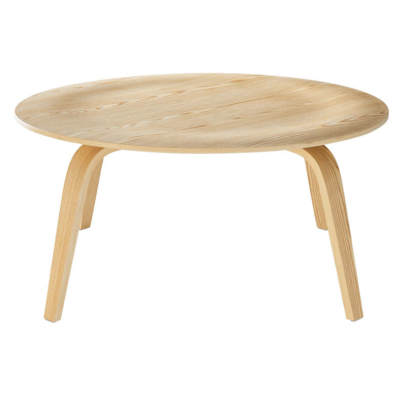 Circular Lightly Beveled Mid-century Style Coffee Table, Natural
