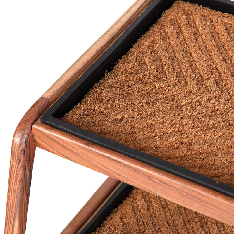 Support à bottes en bois massif de qualité supérieure avec tapis en fibre de coco naturelle - Rangement pour chaussures