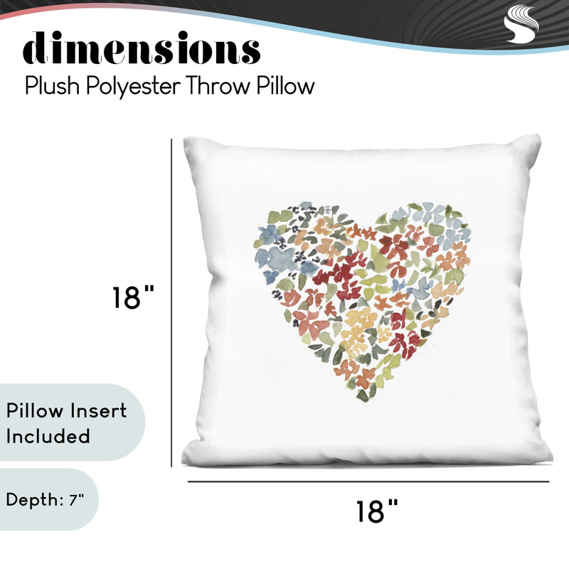 Coussin Blooming Heart Petals, imprimé par Lanie Loreth, 18 x 7 x 18