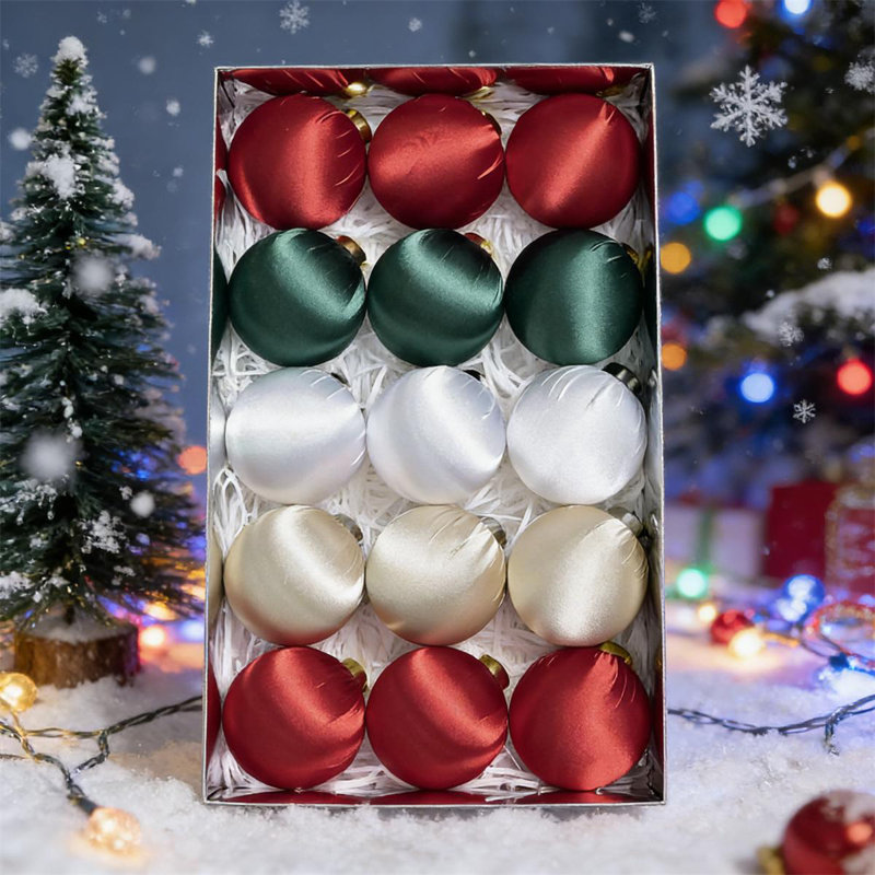 15 pièces / ensemble de décoration de sapin de Noël suspendu en boule de Noël de 3,2 pouces, Rouge