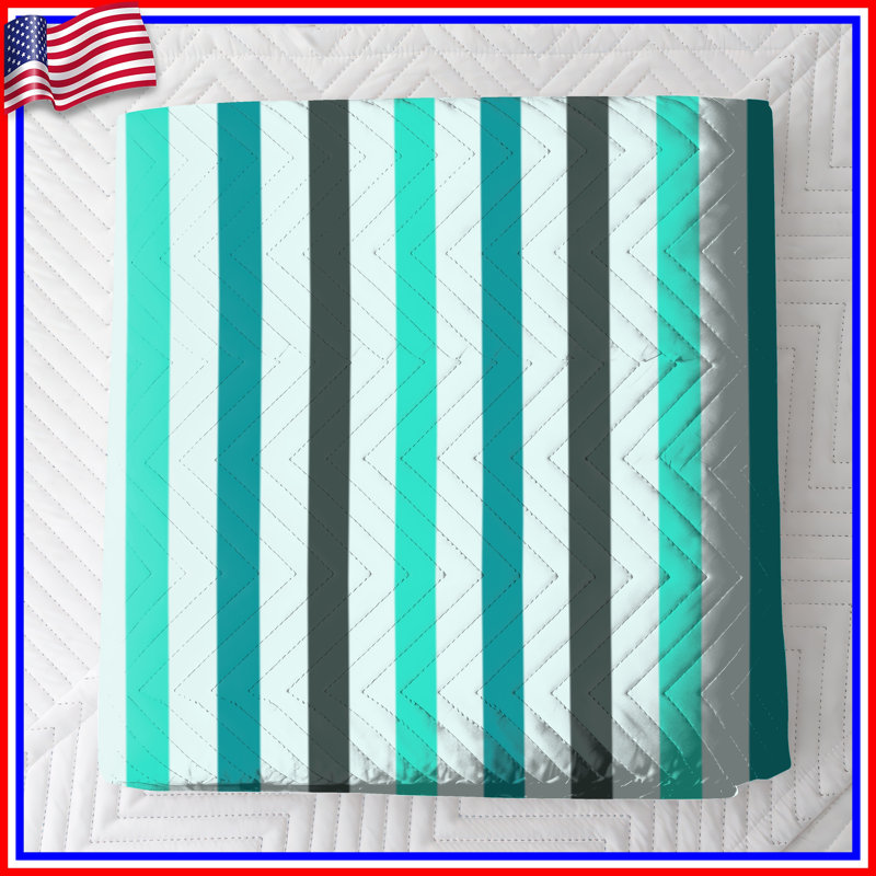 Vertical Blue Stripes Quilted Bedspread All Sizes, King